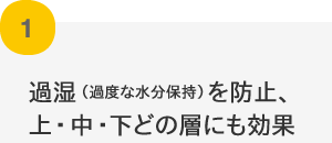 過湿（過度な水分保持）を防止、上・中・下どの層にも効果